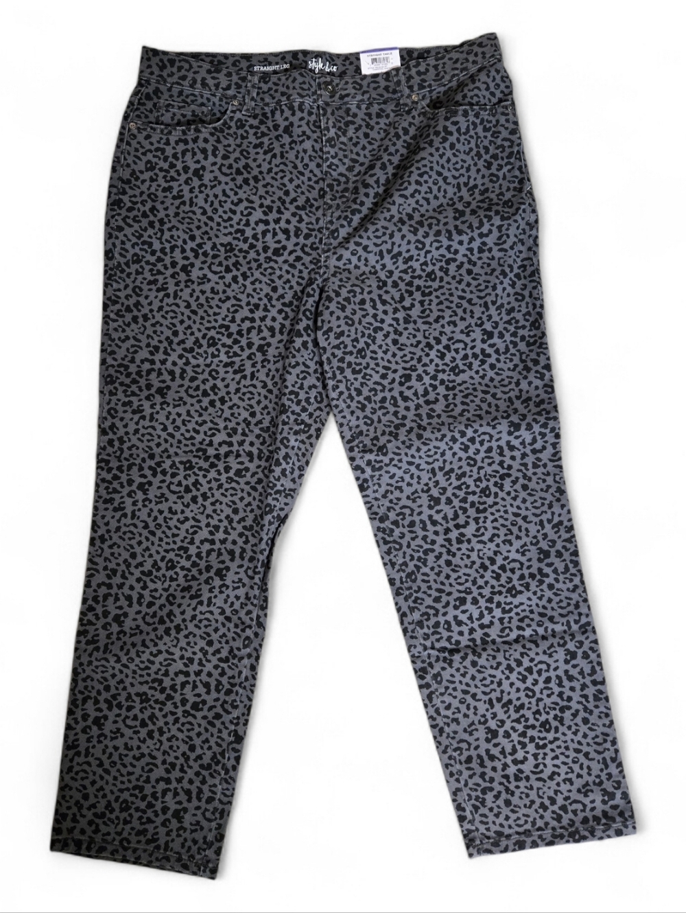 NWT Size 18P High Rise, Charcoal Gray Leopard Print Style & Co Women's Jeans